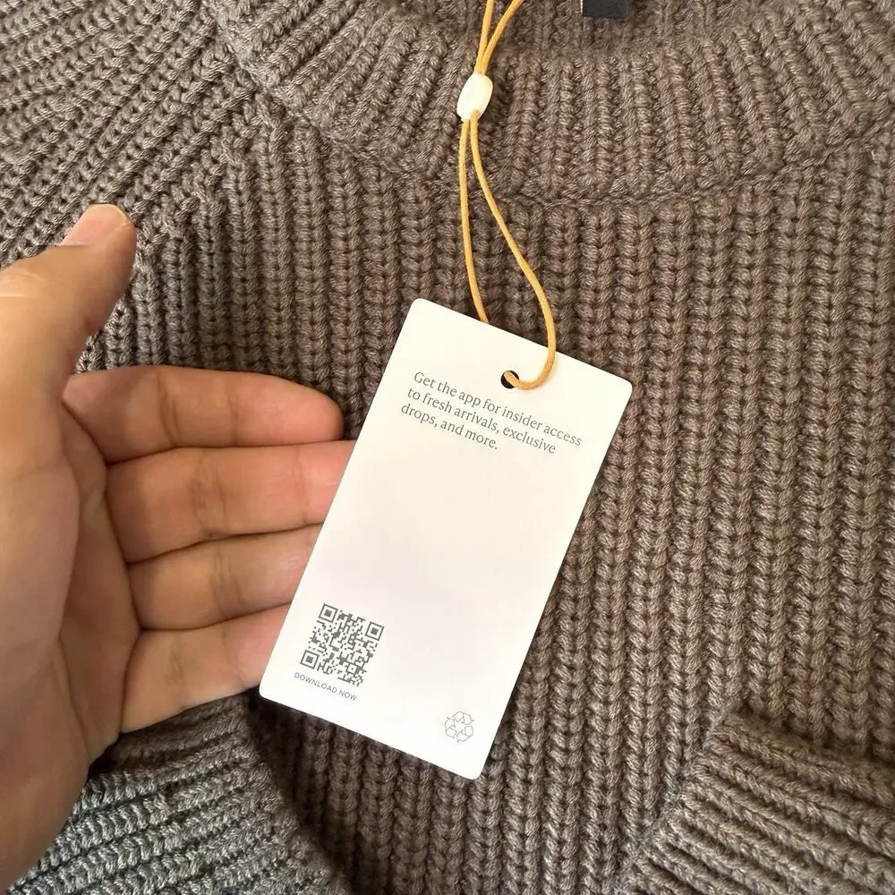 Quince Fisherman Crew Sweater Women's Small Brown Organic Cotton Pullover NWT - Picture 8 of 11
